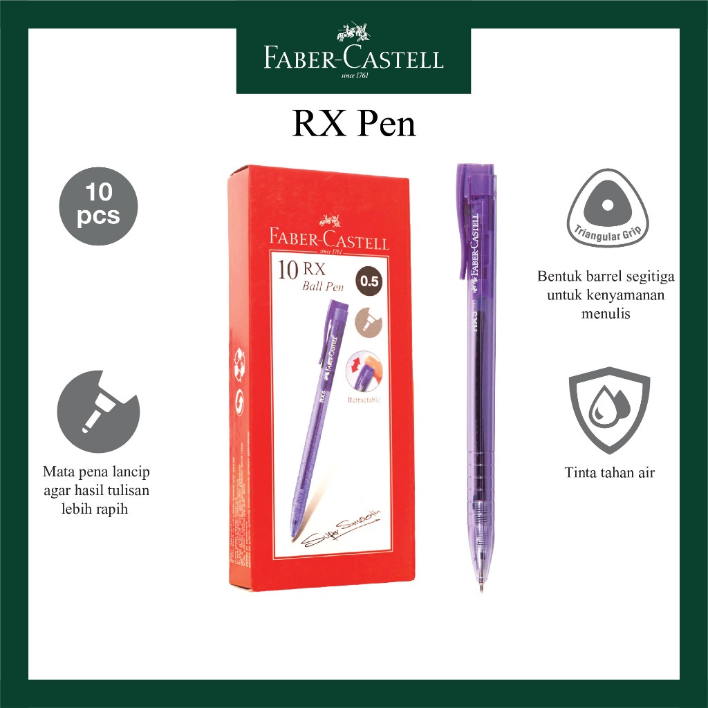 

Pulpen Faber Castell / Bolpen RX 0.5 MM Per Box / Isi 10 Pcs