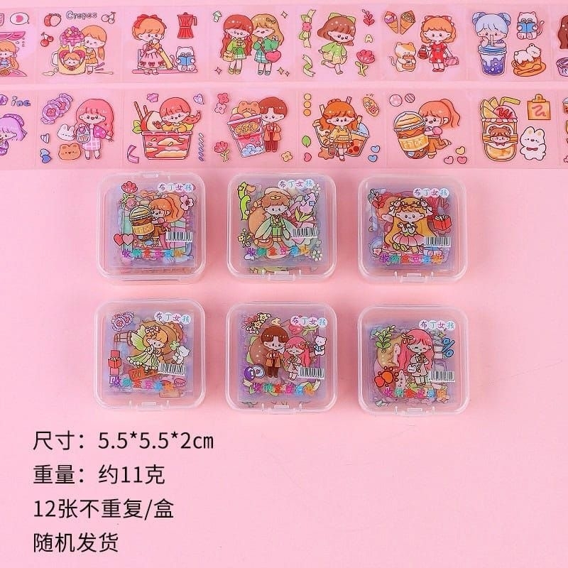 

Sticker Transparan Waterproof Mini Kemasan Box PET STICKER isi 12 Lembar