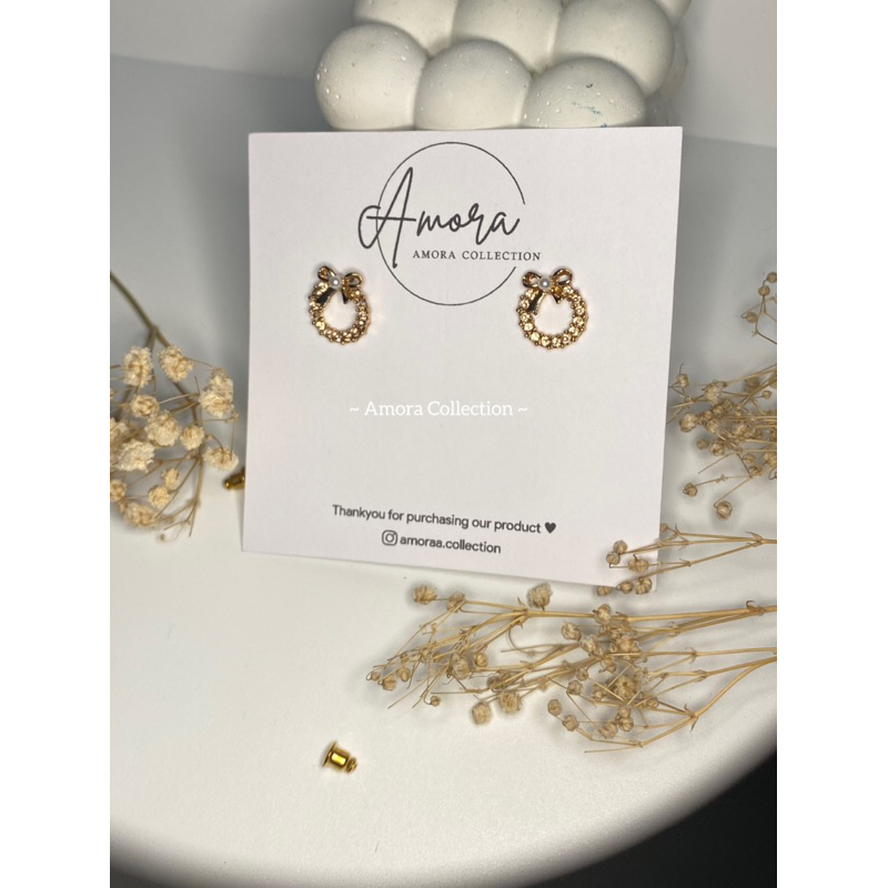 Anting berlian pita bulat Amora-032