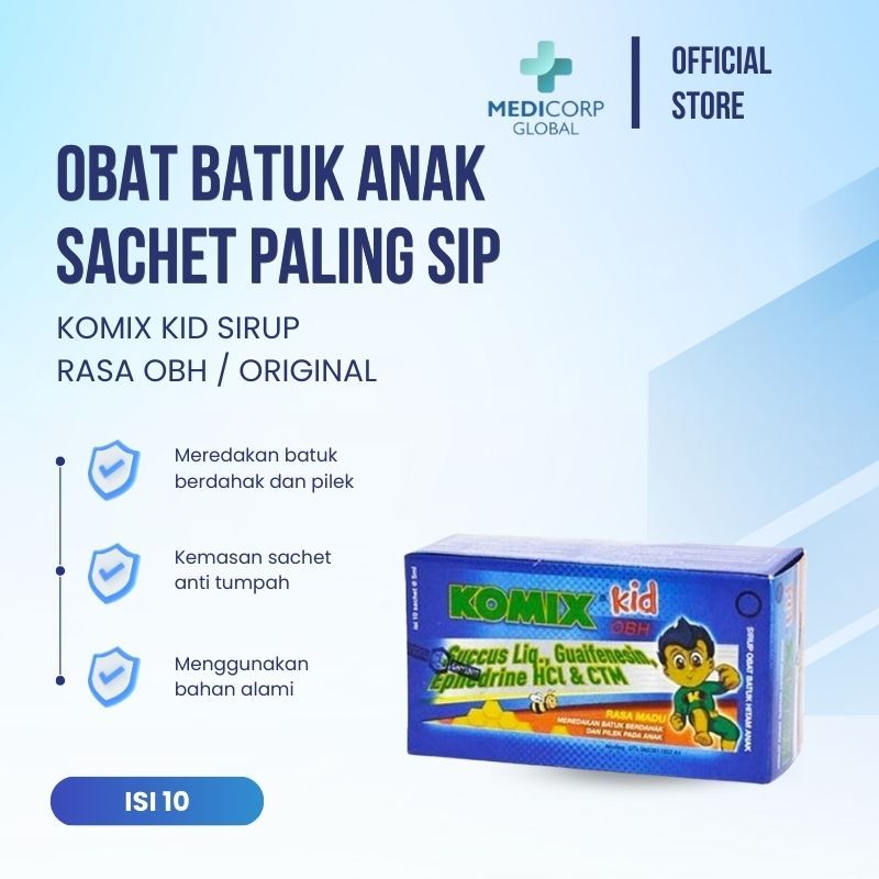 [MEDICORP]  Komix kid OBH obat batuk pilek masuk angin anak 1 box isi 10 sachet