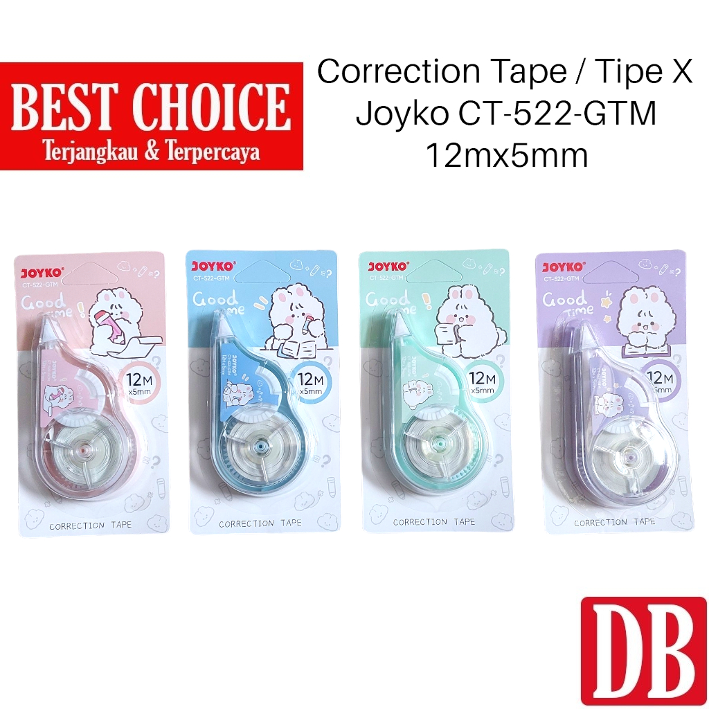 

Correction Tape / Tipe X Roll / Tipex Kertas / Tip-Ex Joyko CT-522-GTM 12M x 5mm Long
