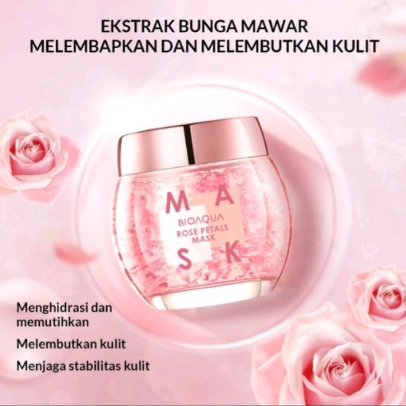 BIOAQUA Rose Petal Mask [Memutihkan Wajah Dan Anti Radang] 120gr BPOM