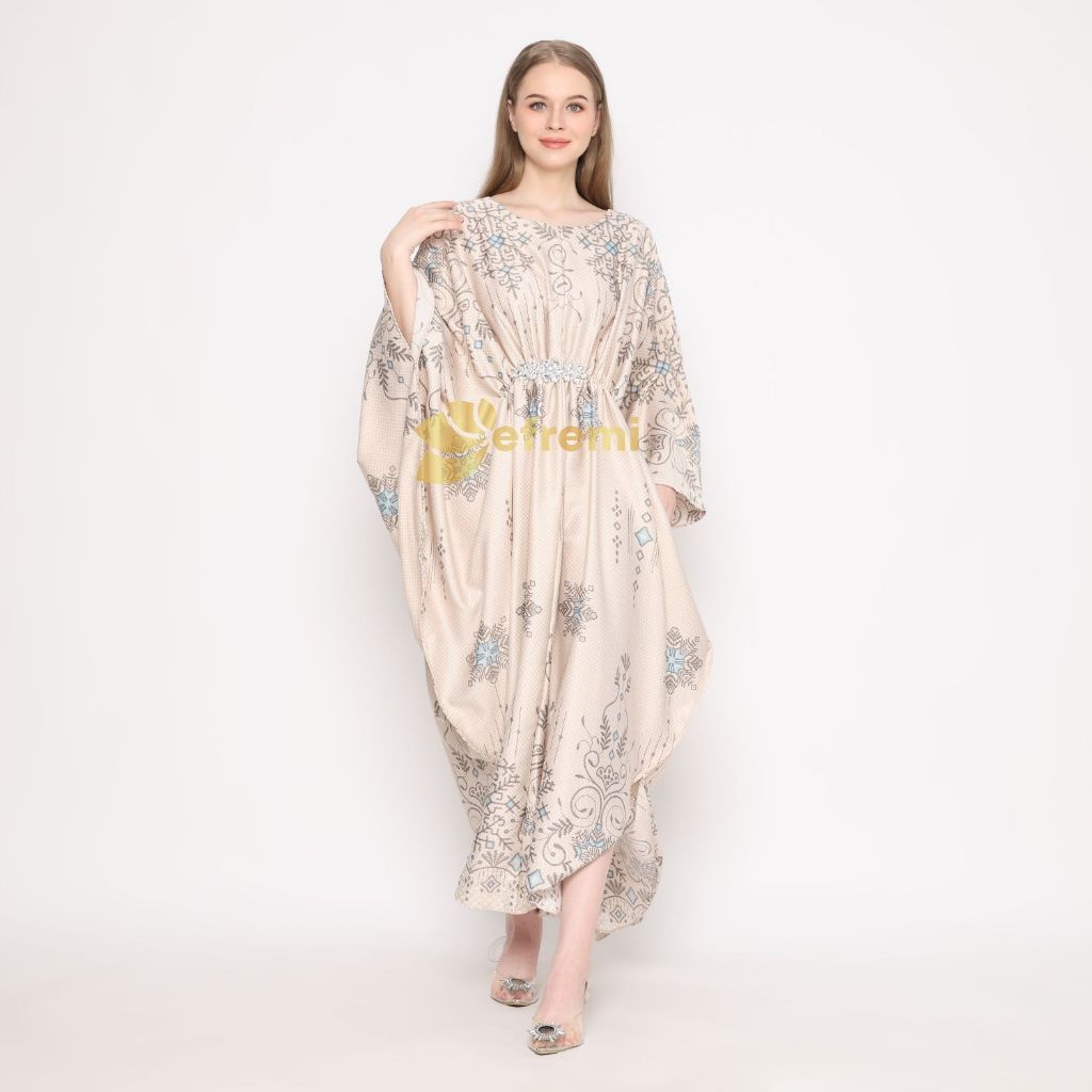 EF724 EFREMI BATIK KAFTAN GAMISLEBARAN SATIN SILKY PREMIUM SEMI SUTERA MODERN BAJU WANITA MUSLIMAH R