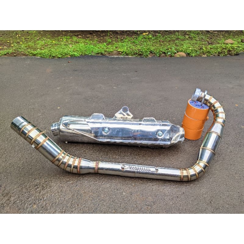 Knalpot Standar Racing Scorpio bobokan suara ngebas adem ulem header power boom