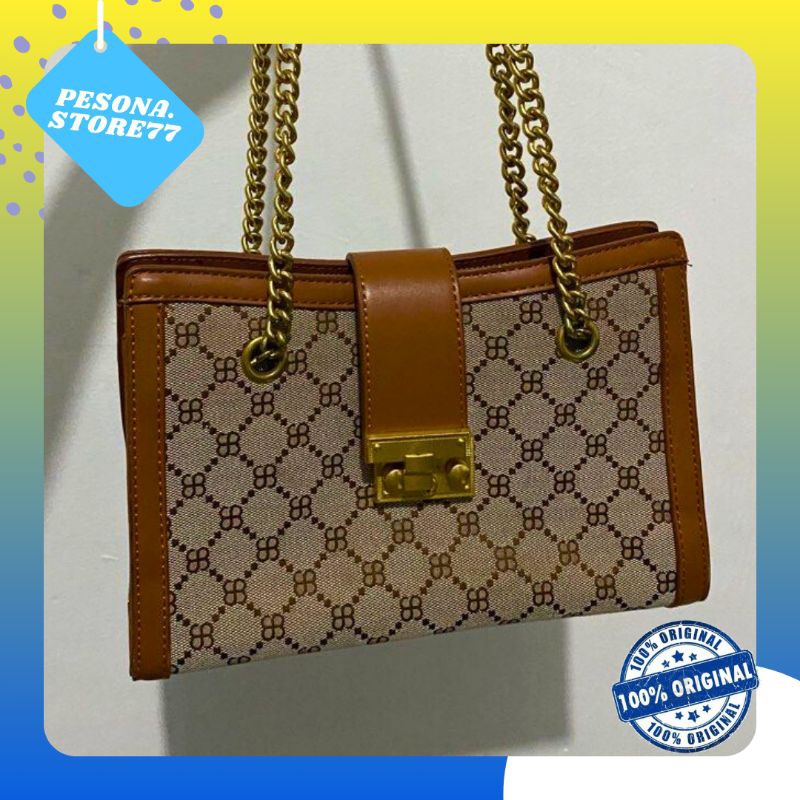 Tas Everbest Zory bag padlock brown/coklat preloved original like new