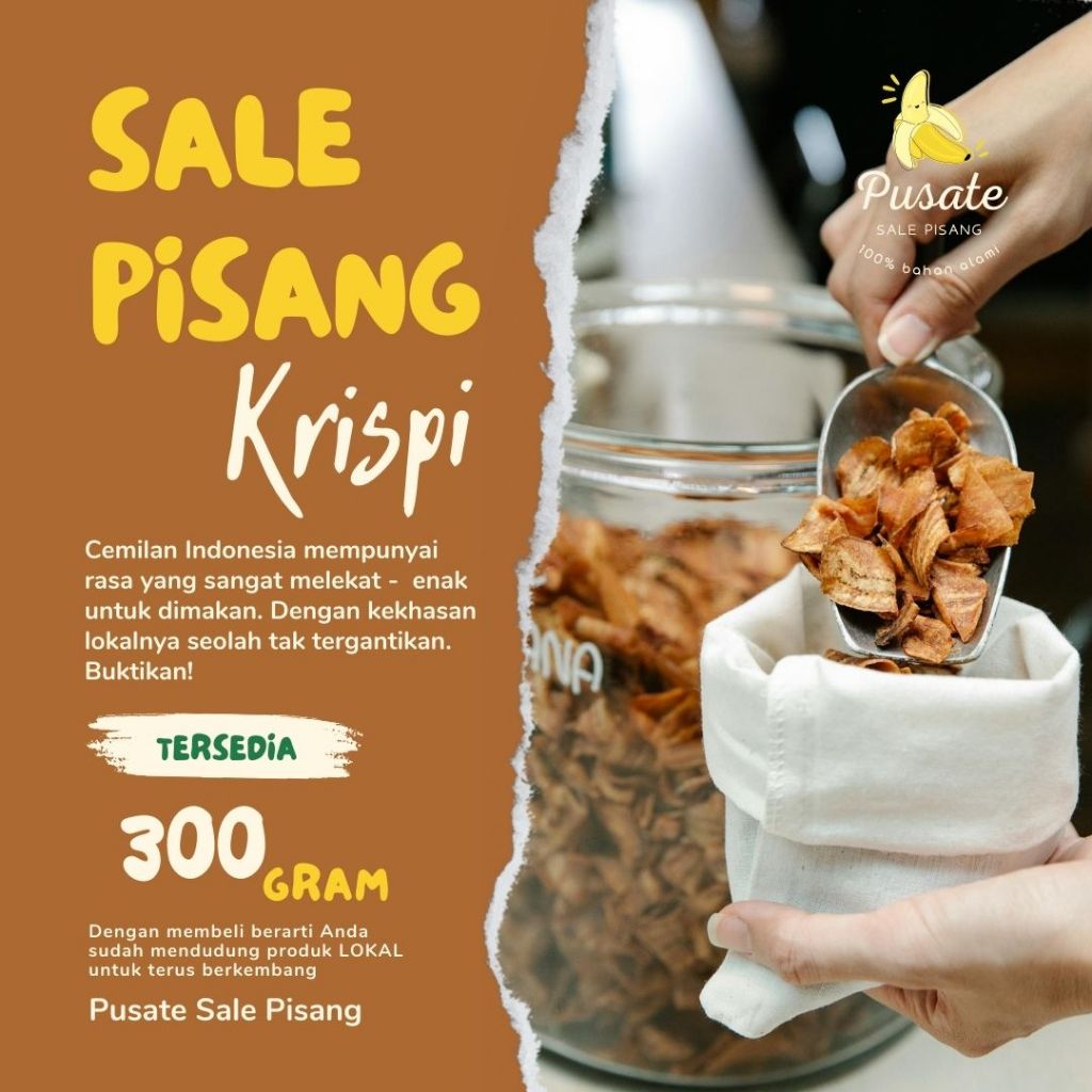 

SALE PISANG SUPER KRISPI 300 Gram RENYAH GURIH MANIS KHAS CILACAP BERCAHAYA