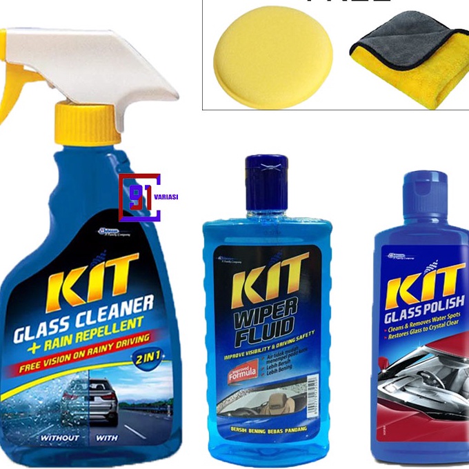 Terbatas PAKET PERAWATAN KACA MOBIL  Kit Glass Cleaner  Kit Glass Polish  Kit Wiper Fluid  91 VARIAS
