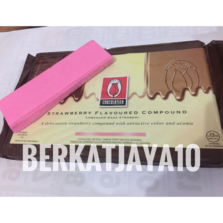 

el Keren Tulip Strawberry Chocolate Compound DCC coklat batang repack 2gr KB