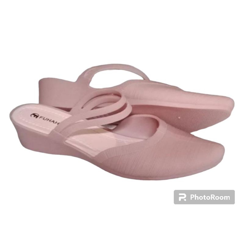 sepatu sandal wedges karet wanita fuhaha