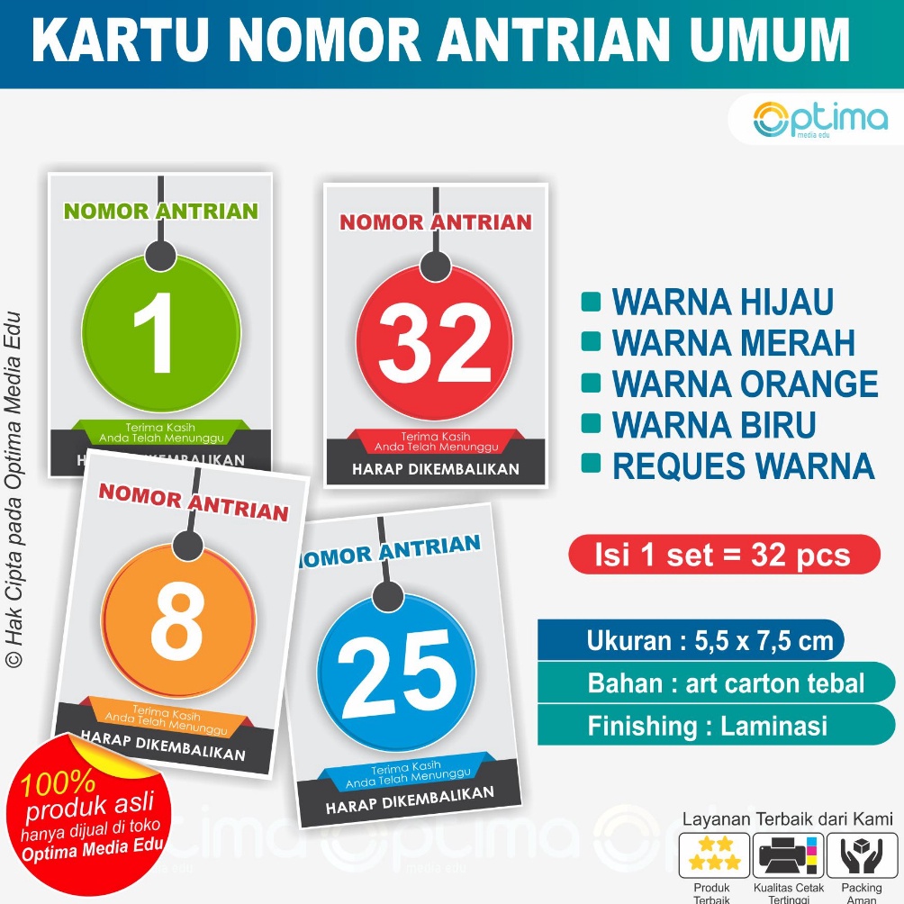 

Diskon KARTU NOMOR ANTRI ANTRIAN UMUM P9Q