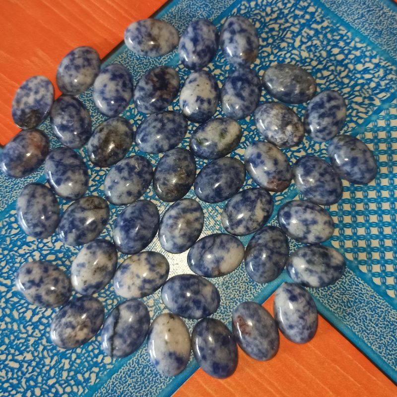 LS 23: Batu Sodalite/pirus pinglon Natural 18x13 mm untuk mata cincin, liontin dll