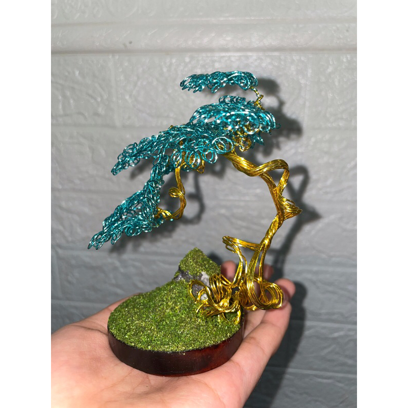 19.miniatur pohon/ bonsai dari kawat/ kerajinan tangan/ prakarya sekolah/ hiasan dinding/ pajangan d