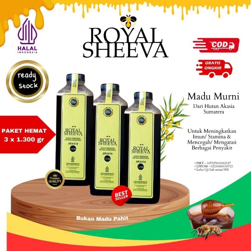 

Paket Hemat Bundling Madu Murni Royal Sheeva 3x1.3 kg | Premium Asli 100% Halal MUI dari Hutan Akasia Sumatera