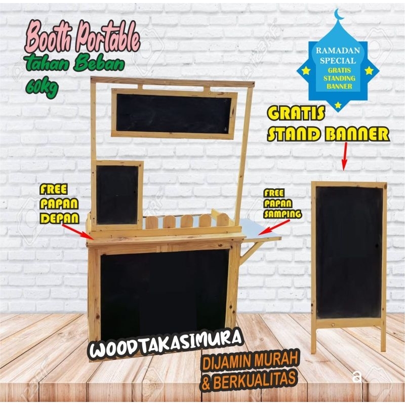 booth portable/boothportable lipat/event desk/meja lipat/booth portable kayu/gerobak lipat