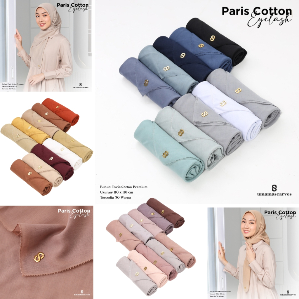 Hijab Paris Cotton Eyelash Standar Ukuran 110 x 110 by Umama Scarves