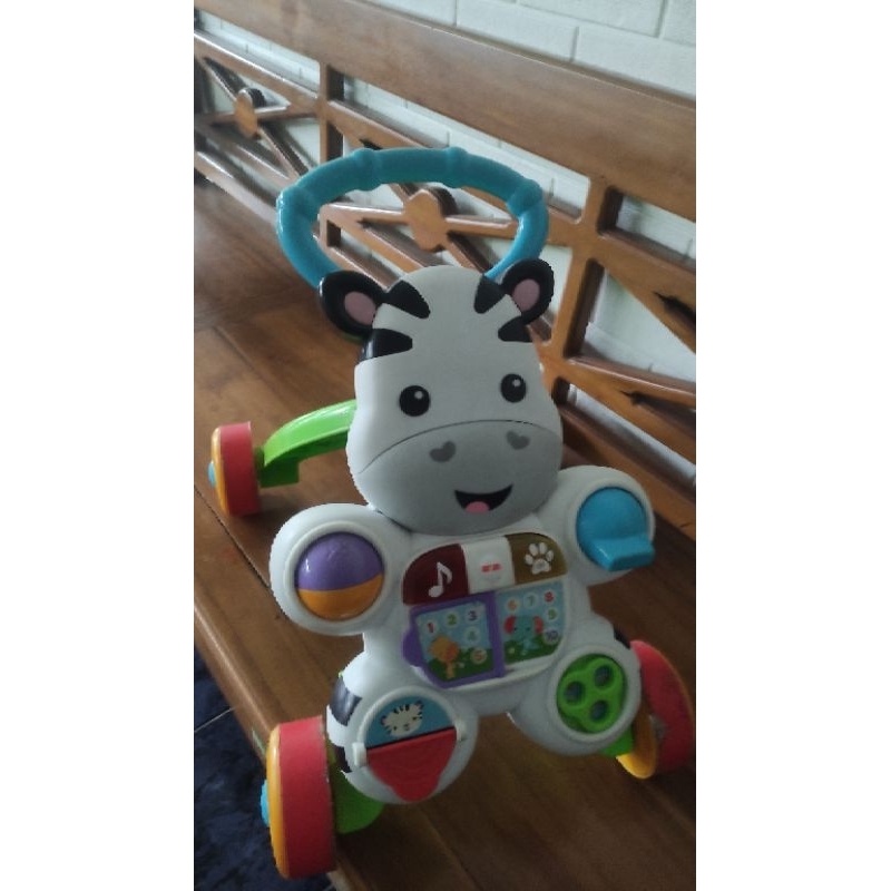 preloved push walker zebra fisher price second