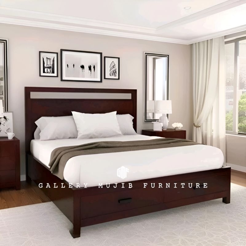 tempat tidur ukuran 140x200 cm tanpa laci