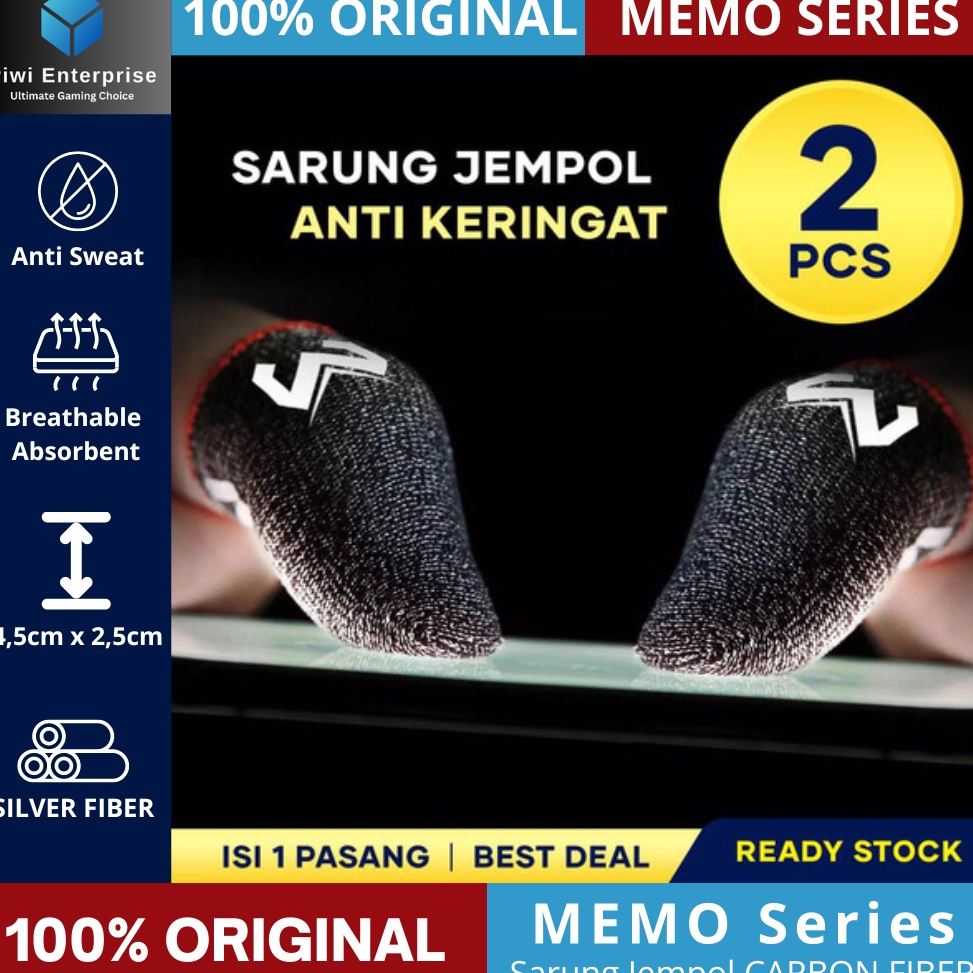 Tuq Sarung Jempol Game MEMO Mobile Gaming Finger Sleeves Anti Keringat Isi 2pc Original  F