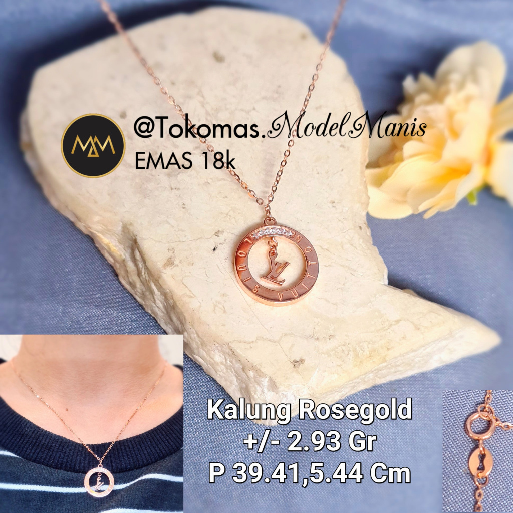 Kalung Fashion Ring Bandulan Emas Italy Rosegold 750 kadar 18k