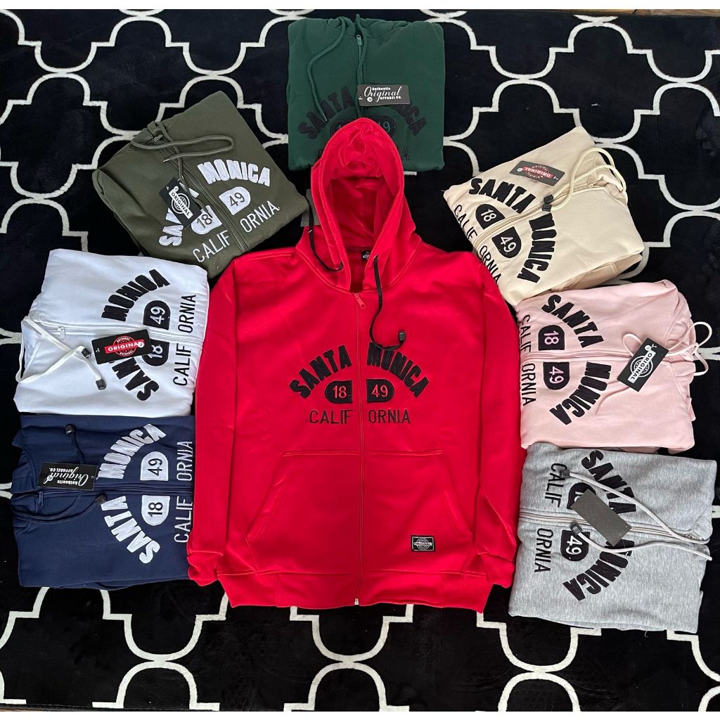 Jaket Hoodie WHO AU SANTA MONICA Zipper Premium Unisex Fleece Tebal