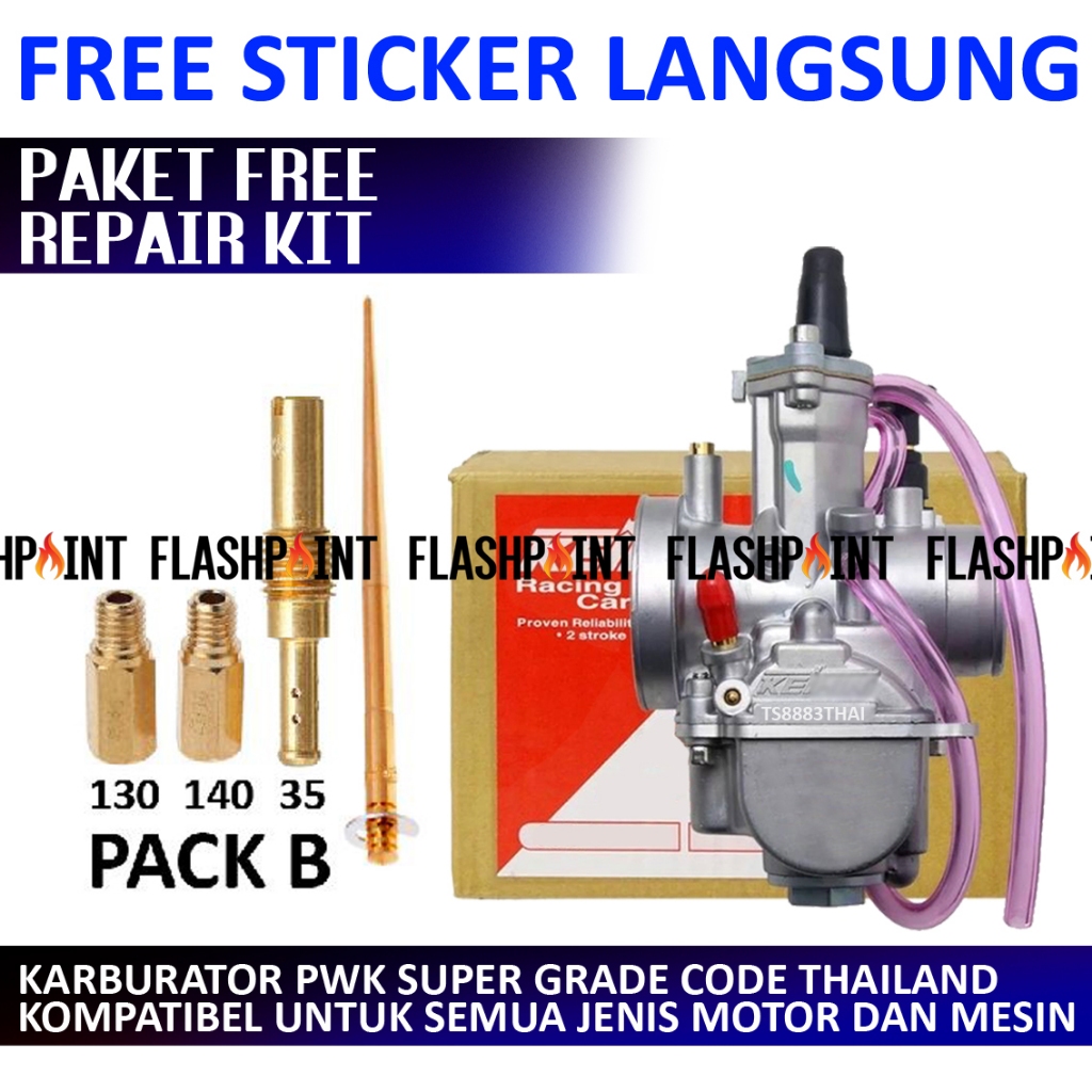 (BISA COD) KARBURATOR FULLSET SILVER PWK CODE 24 26 28 30 32 34 KARBU PWK PE SMASH TS1 SHOGUN SKYWAV