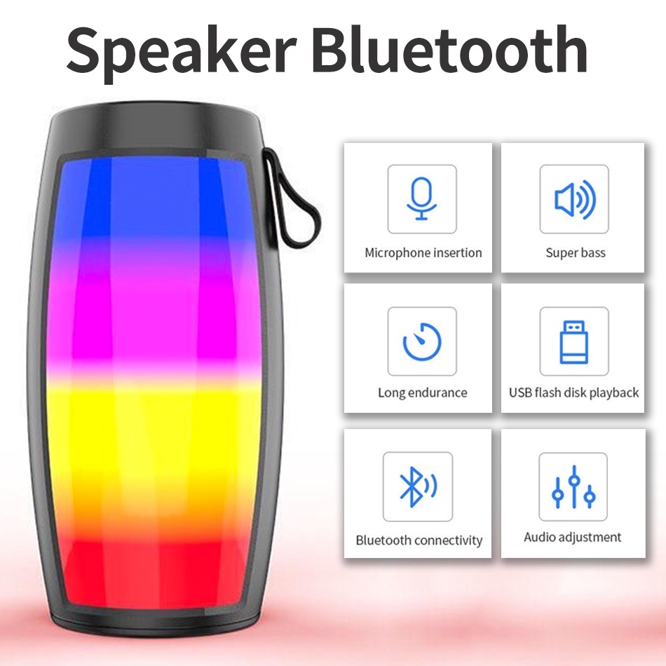 SKCBO Speaker Bluetooth Super Bass spiker blutut Lampu LED RGB Speker bloetooth Wireless Portable