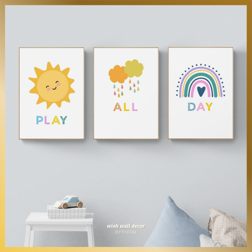 Hiasan Dinding Aesthetic 28x40 cm untuk Kamar Tidur Anak Number Alphabeth Poster Edukasi Anak dan Ka