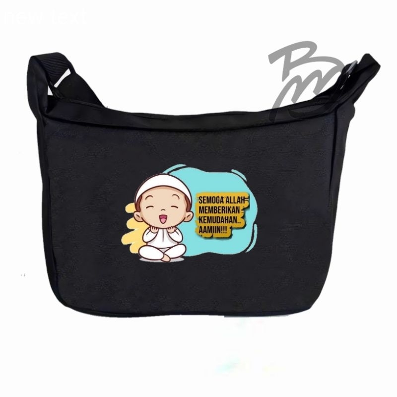 tas selempang anak sekolah TK SD pria/wanita motif vektor muslim