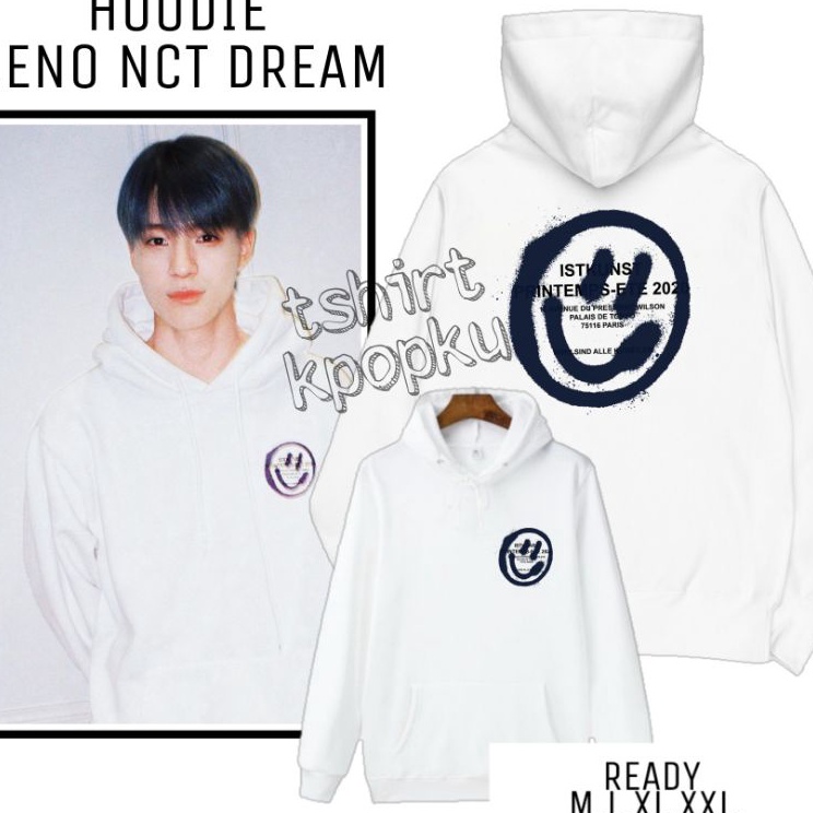 Borong Stock  COD JAKET HOODIE korean nct jeno instkunts SMILEY SPRAY NAVY