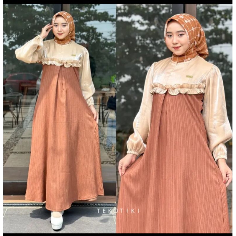 gamis Shimmer silk Esha mix sudah free hijab