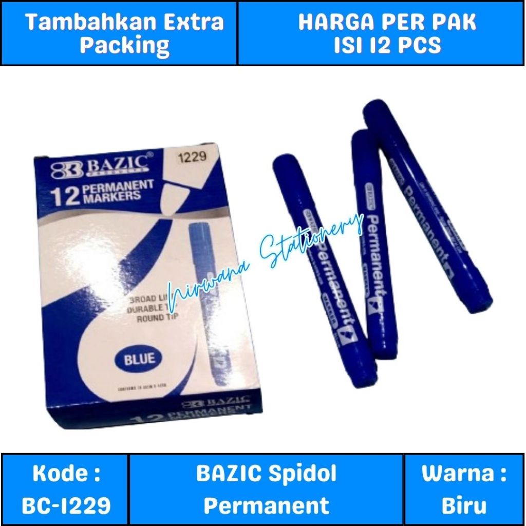 

(12 Pcs) Bazic Spidol Permanen / Permanent Marker 1229 Biru