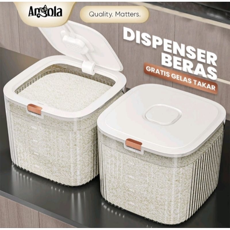Angola Tempat Beras Transparan 5KG 10KG / Dispenser Beras E20 E21 / Wadah Penyimpanan Beras Serbagun