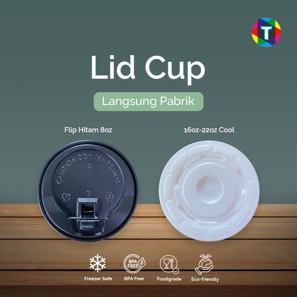 Lid Flip Paper Cup Hot 8oz & Cold 16oz dan 22oz Polos / Tutup Paper Cup Eceran - Eco-Friendly / Food