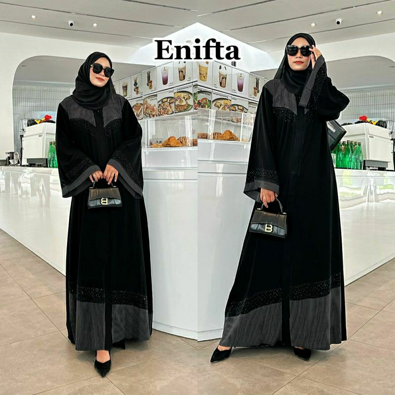 Gamis Abaya Hitam Enifta Full Kancing