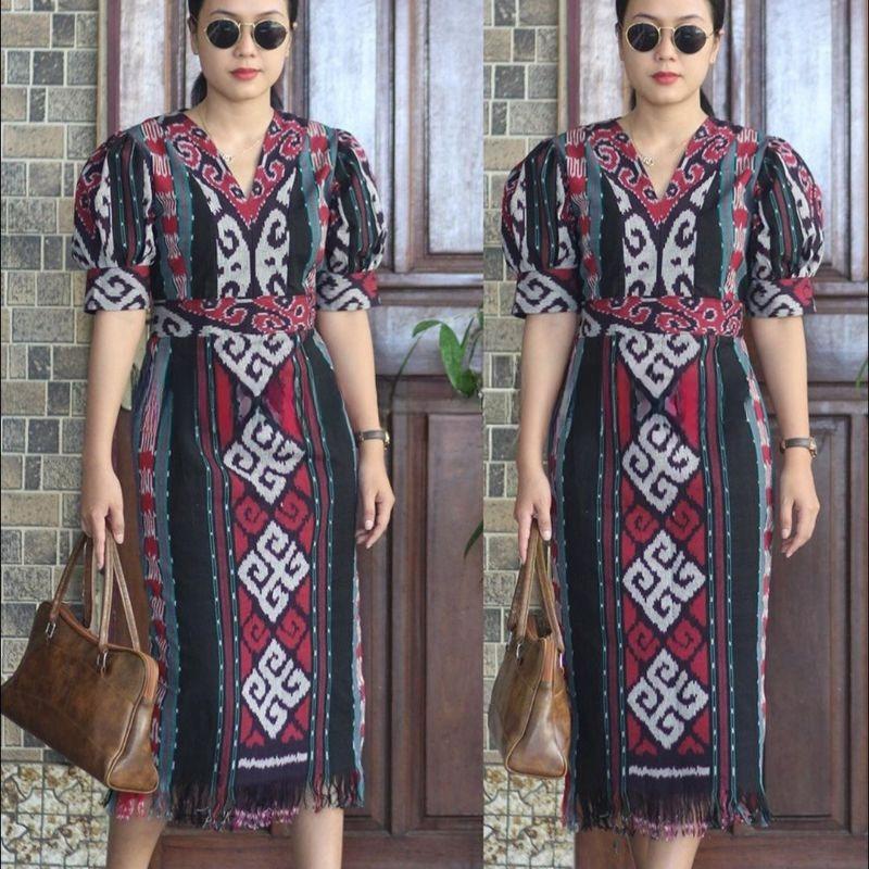 Pakaian Tenun Motif Toraja - Dress Kantor Motif Toraja - Baju Tenun - Pakaian Tenun