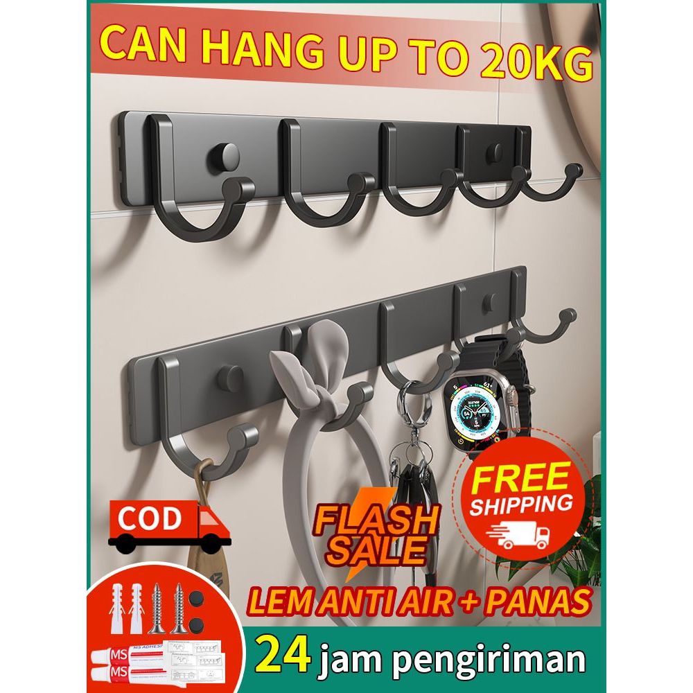 [ HEAVY DUTY HOOK ] skrup lem Kapstock Gantungan Baju 3 4 5 6 8 cabang Alumunium Besi anti karat tah