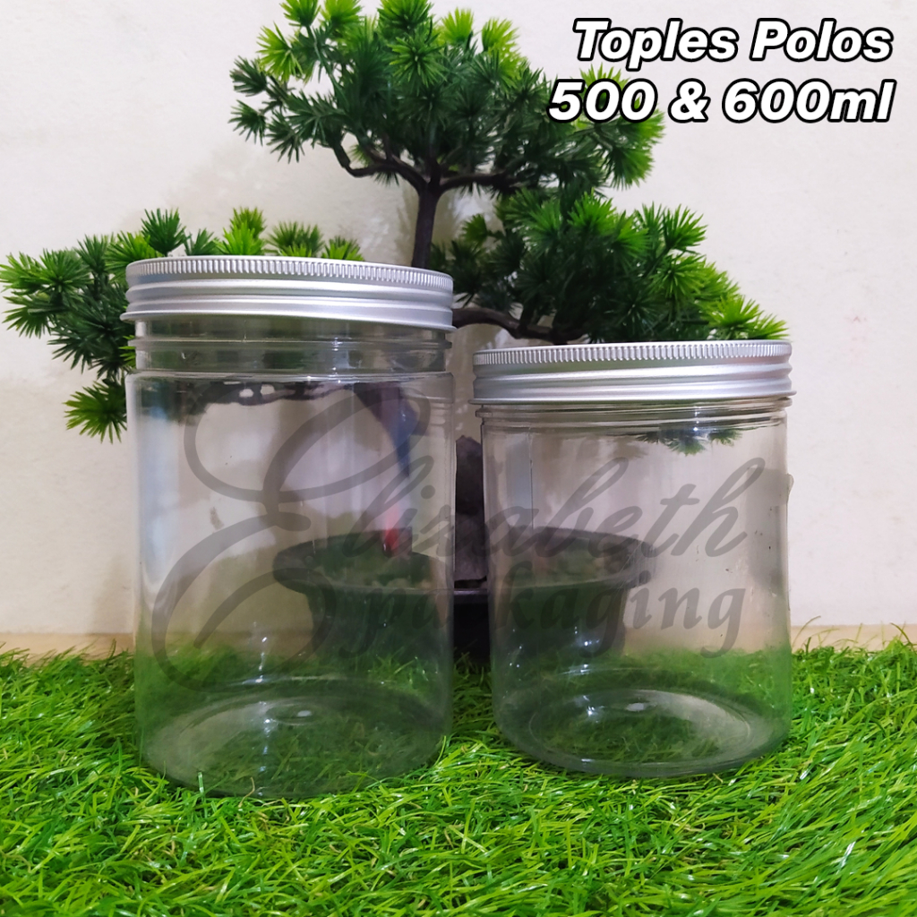Toples polos 500 & 600ml ( Tutup Alumunium Silver )