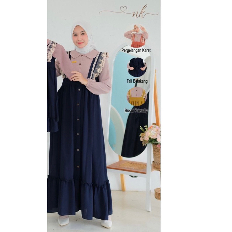 GAMIS RENDA JIHAN CRINGKEL AIRFLOW GAMIS TERBARU PREMIUM BEST SELLER-Navy