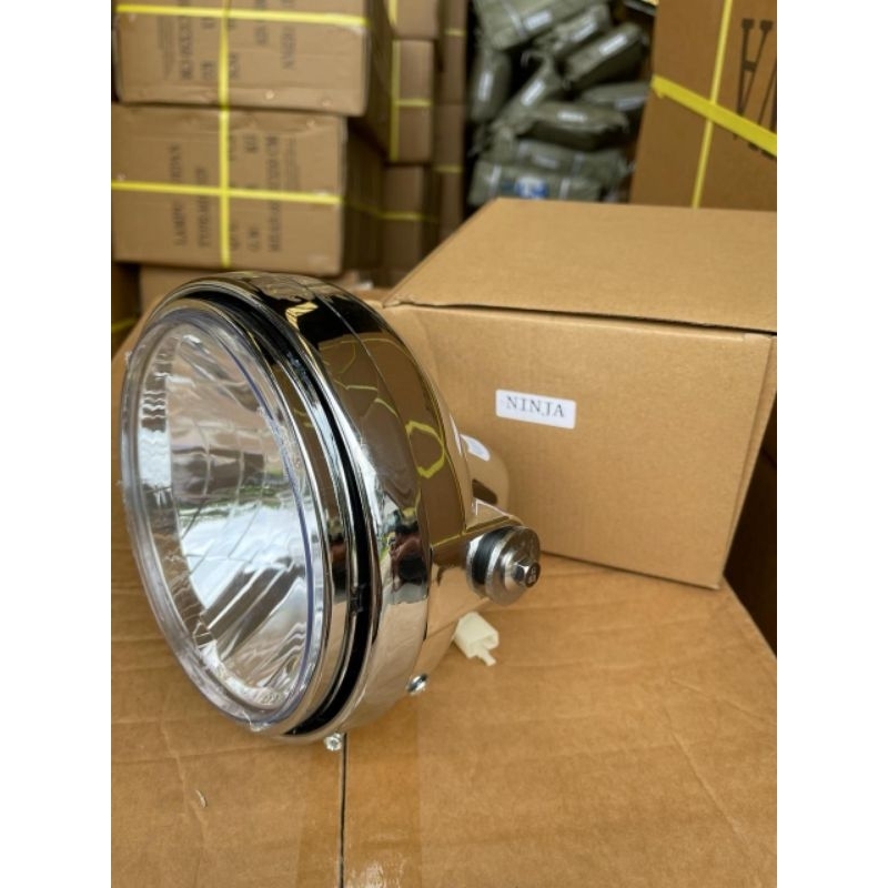 Reflektor Lampu Depan Ninja SS Batok Besi Ring Besi Soket H4 Mirip Original Kualitas Bagus