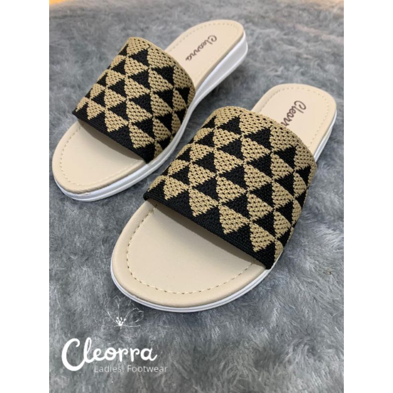 sandal wanita terbaru rajut elastis sol putih pendek