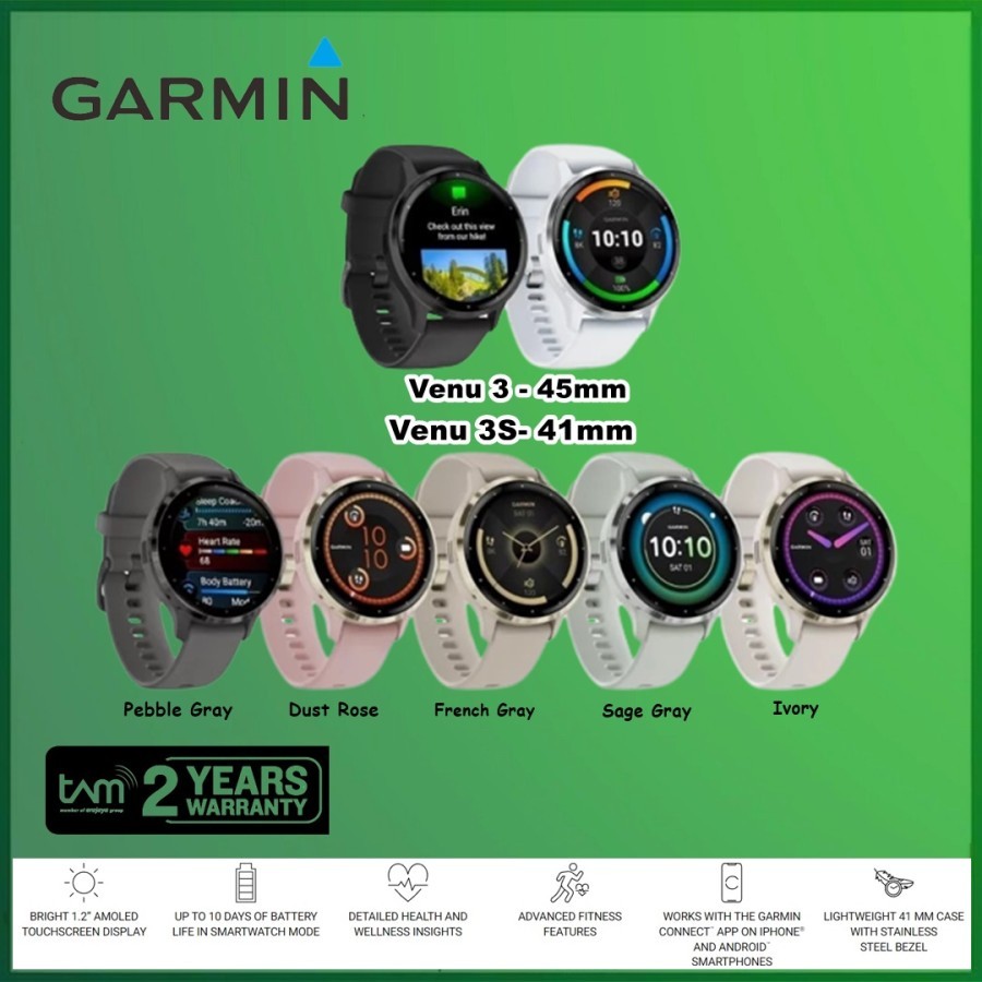 Garmin Venu 3 3S Smart Watch SmartWatch Jam Tangan Pintar Venu3 Venu3S