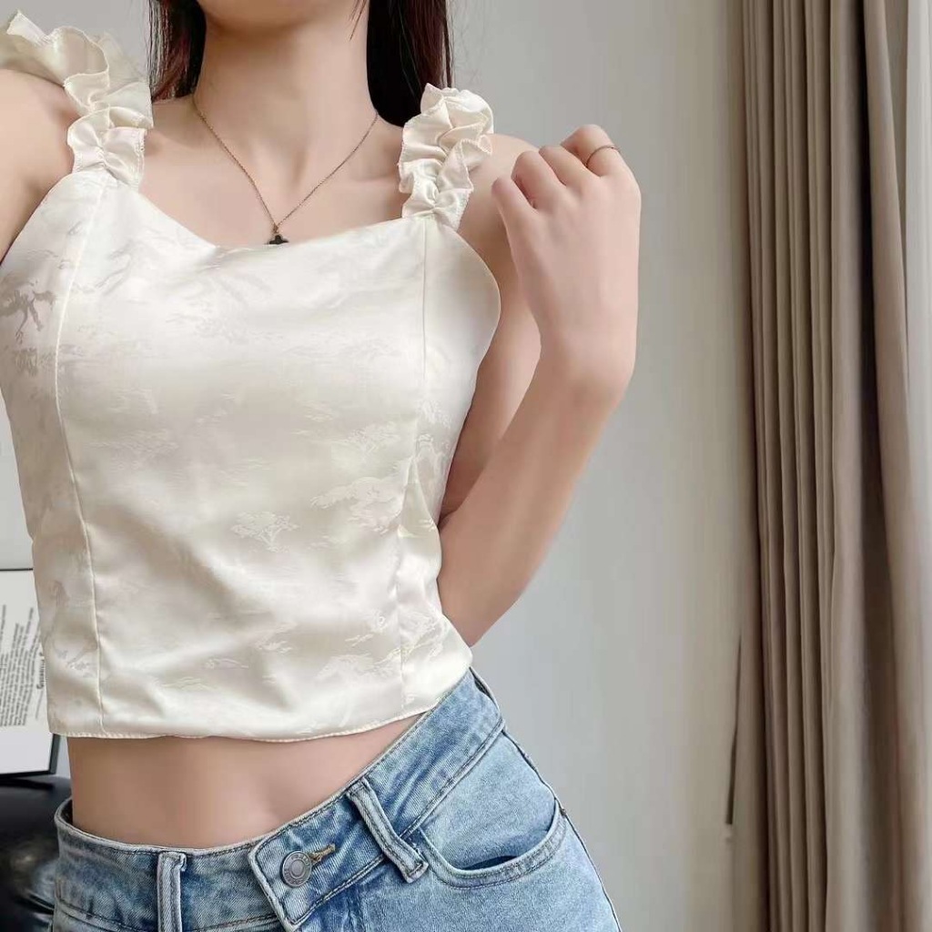 2181# FITZCO Tanktop Bra SABRINA Satin Motif Abstrak