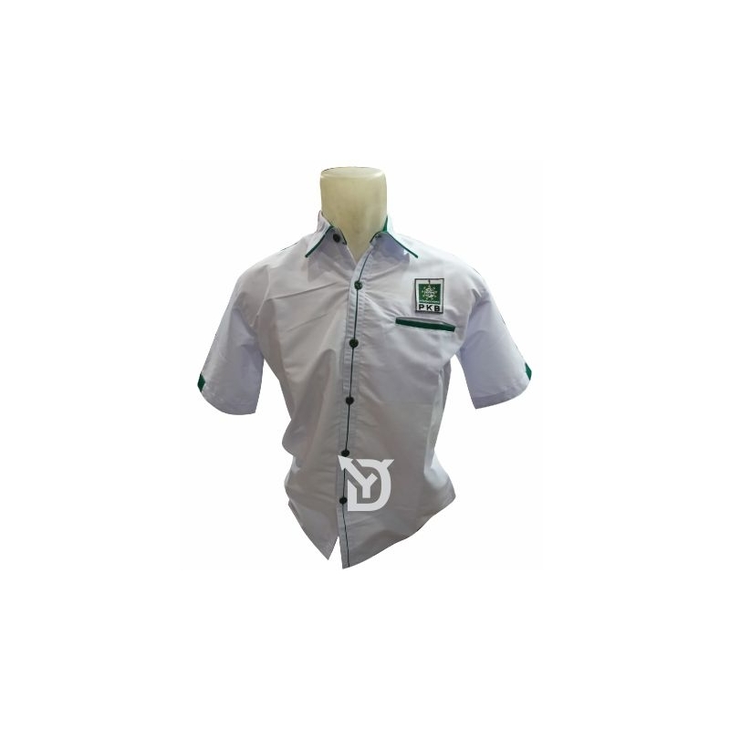 kemeja pria dan wanita Jakarta, kemeja putih list hijau_kemeja partai PKB