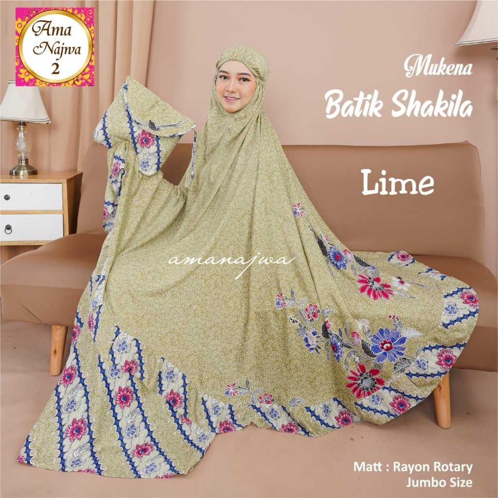 syakila mukena mukenah rukuh rukoh batik rayon motif ukuran big size jumbo bigsize adem dan nyaman w