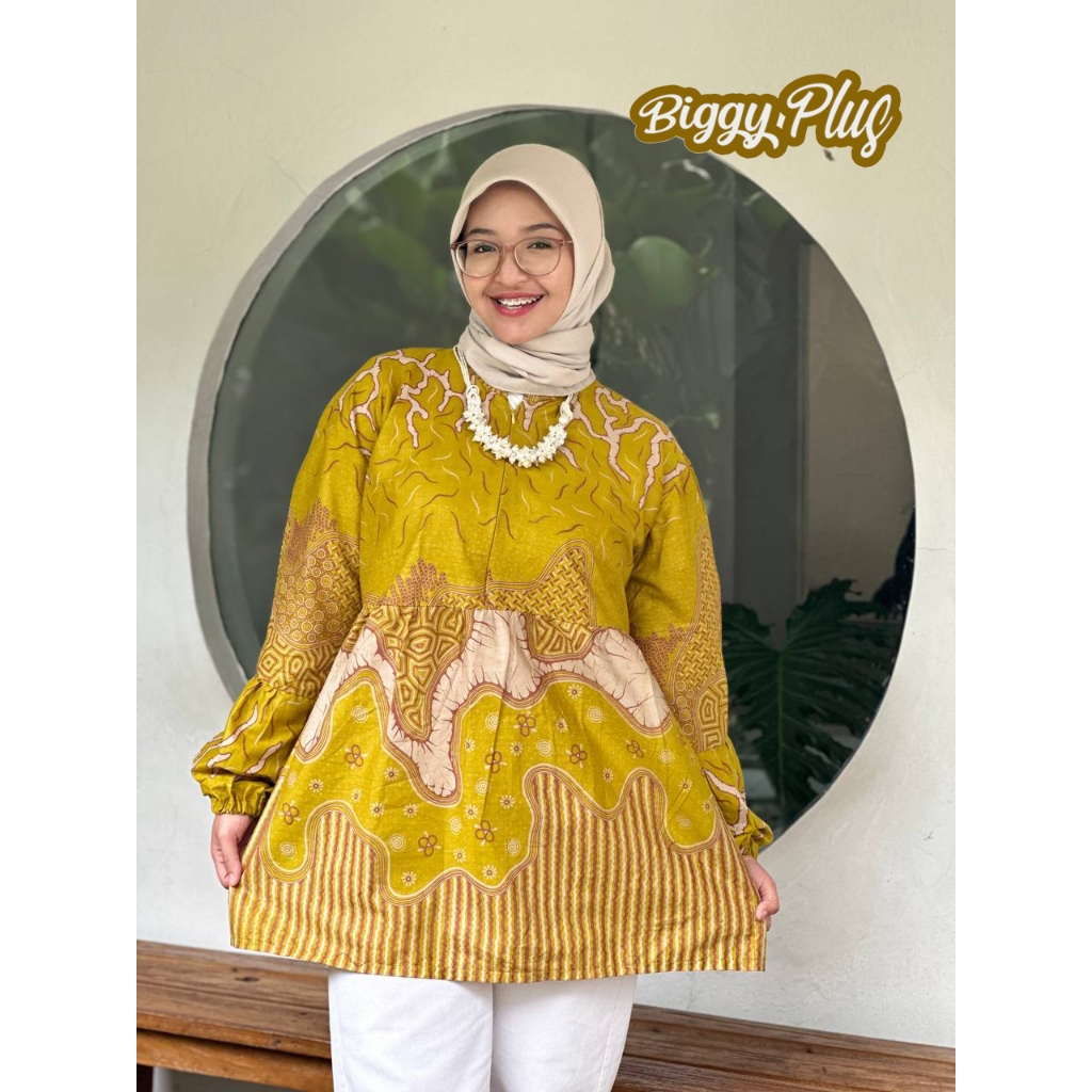 BEST SELLER BGP - BLOUSE ATASAN KEMEJA BATIK WANITA JUMBO LD 120 LD 130 LD 140 LD 150 BATIK MODERN