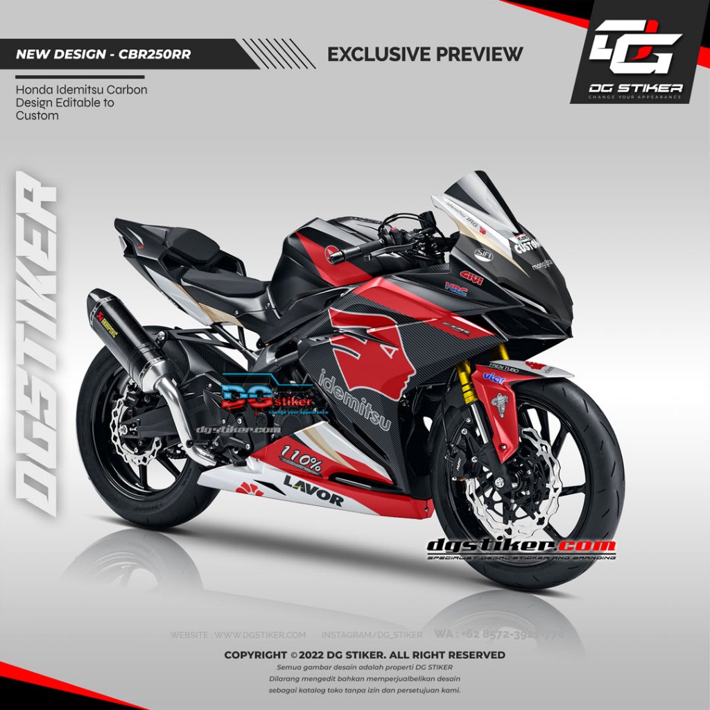 Decal CBR250RR, Stiker CBR250RR, Decal Stiker CBR250RR, Striping CBR250RR Livery Idemitsu Nakagami, 