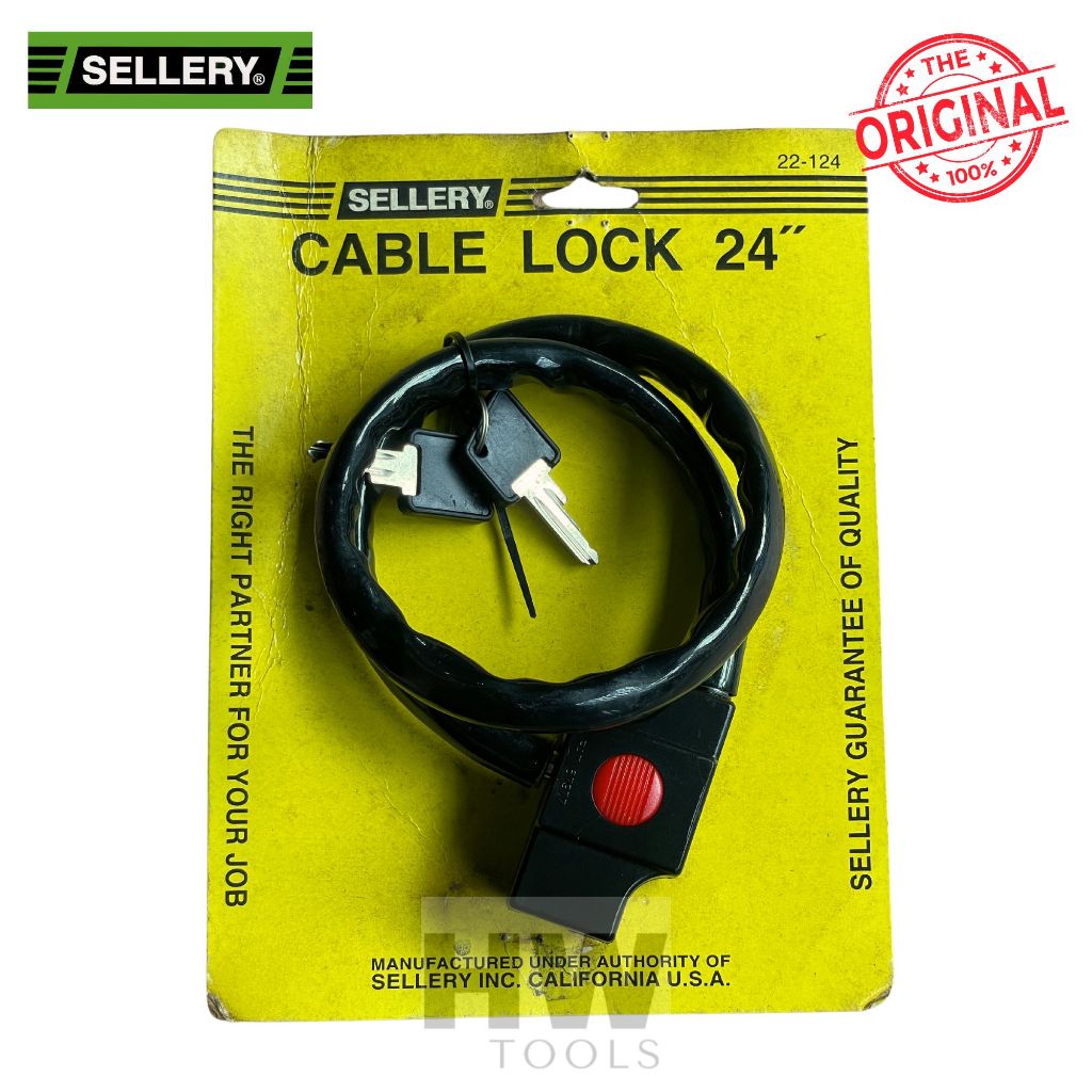 Cable Lock Gembok Ban Motor Kunci Helm Sepeda Kabel 24" 22-124 Sellery