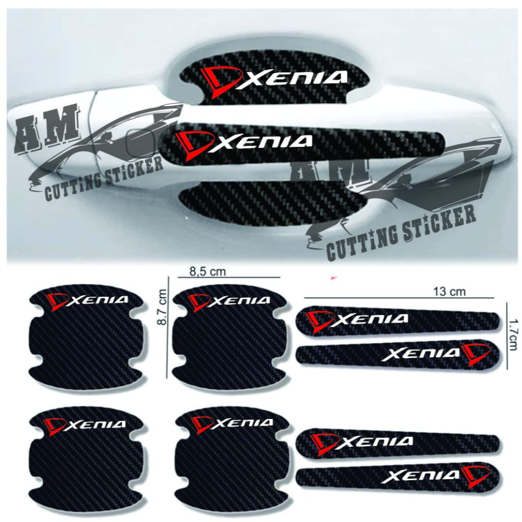 8pcs stiker carbon handle mobil daihatsu xenia stiker pelindung gagang pintu
