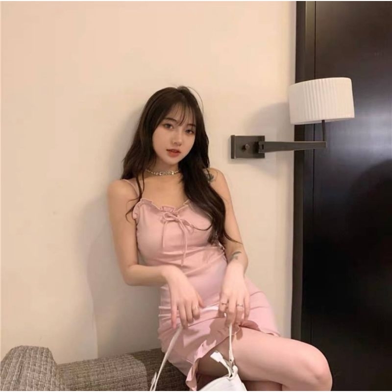 MINI DRESS HITAM TERBARU SEXY TALI KECIL IMPORT KATUN