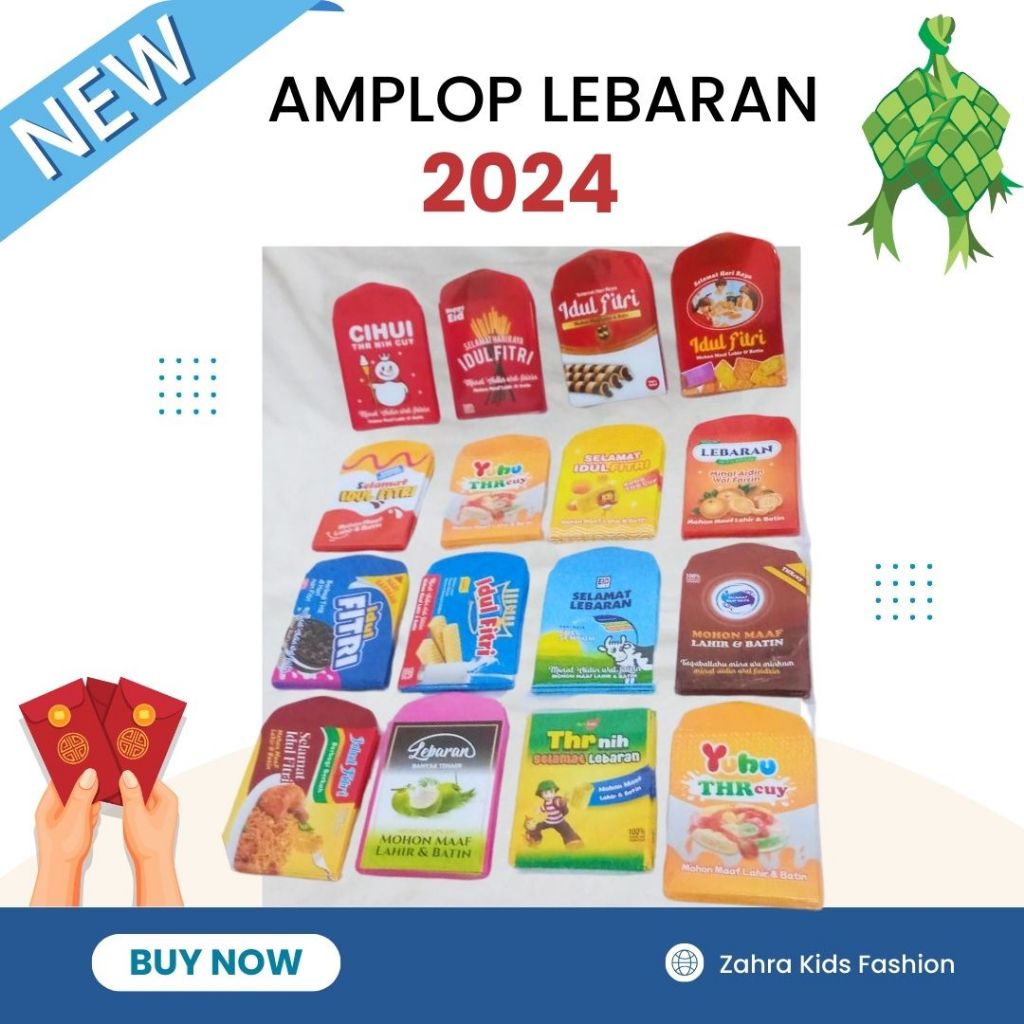 

AMPLOP LEBARAN MOTIF KARTUN/SNACK 1 Pack isi 10 PCS